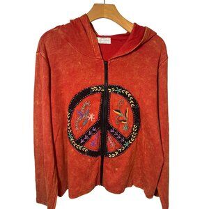 Boho embroidered hoodie size XL Collection Royal peace sign festival